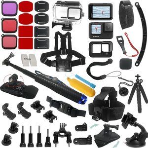 Action Camera Accessories Kit Black Accessory Bundle Waterproof Housing Case
